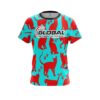 900 Global Aqua Red Cat CoolWick Bowling Jersey