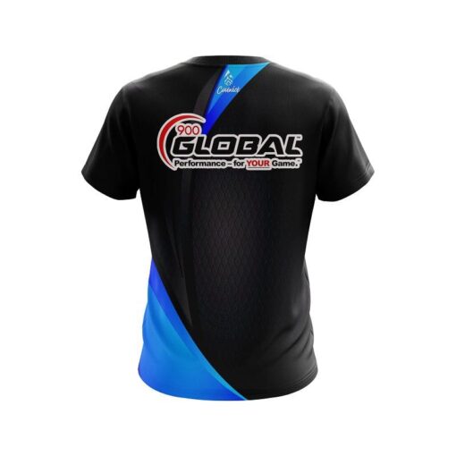 900 Global Carbon Blue Swirl CoolWick Bowling Jersey - Image 2