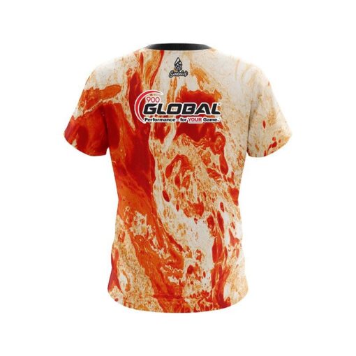 900 Global Marble Orange CoolWick Bowling Jersey - Image 2