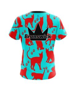 Alternative view of Brunswick Aqua Red Cat CoolWick Bowling Jersey