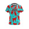 Columbia 300 Aqua Red Cat CoolWick Bowling Jersey