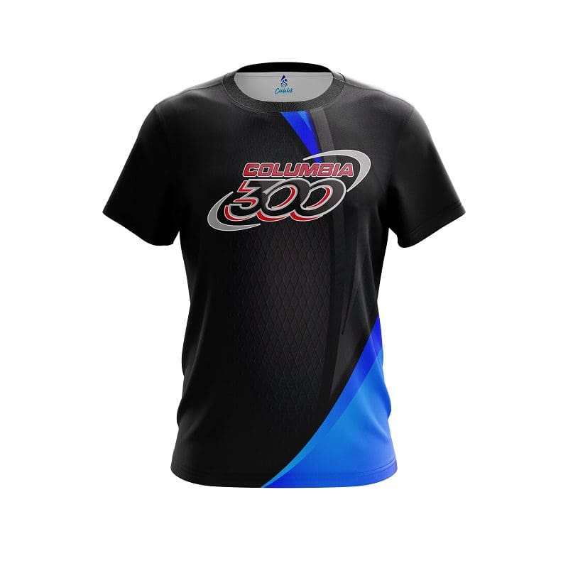 Columbia 300 Carbon Blue Swirl CoolWick Bowling Jersey