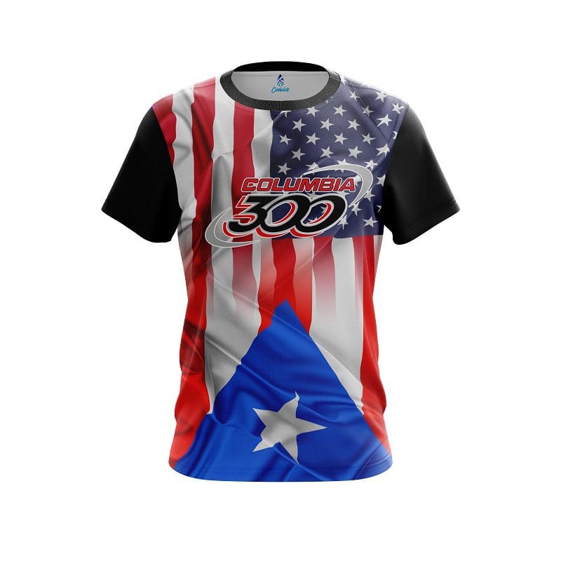 Columbia 300 USA Puerto Rico Flag CoolWick Bowling Jersey