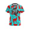 DV8 Aqua Red Cat CoolWick Bowling Jersey