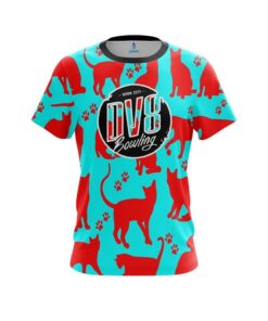 DV8 Aqua Red Cat CoolWick Bowling Jersey