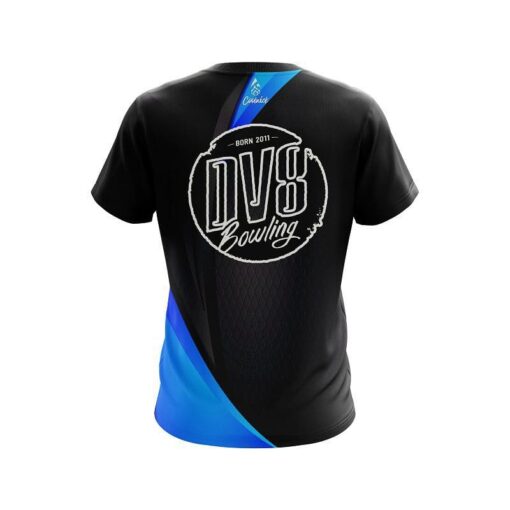 DV8 Carbon Blue Swirl CoolWick Bowling Jersey - Image 2