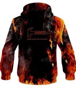 Alternative view of Hammer Orange Flame CoolWick Bowling Hoodie
