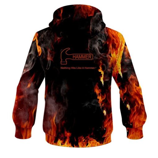 Hammer Orange Flame CoolWick Bowling Hoodie - Image 2