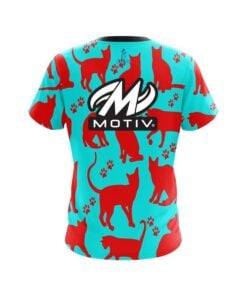 Alternative view of Motiv Aqua Red Cat CoolWick Bowling Jersey