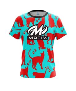Motiv Aqua Red Cat CoolWick Bowling Jersey