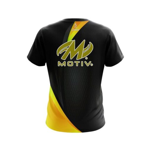 Motiv Carbon Yellow Swirl CoolWick Bowling Jersey - Image 2