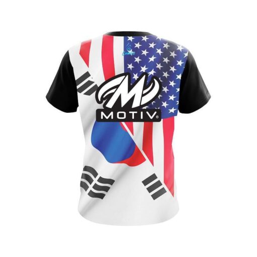 Motiv USA South Korea Flag CoolWick Bowling Jersey - Image 2