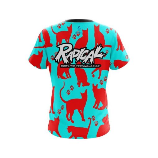 Radical Aqua Red Cat CoolWick Bowling Jersey - Image 2