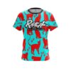 Radical Aqua Red Cat CoolWick Bowling Jersey