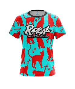 Radical Aqua Red Cat CoolWick Bowling Jersey