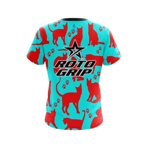Roto Grip Aqua Red Cat CoolWick Bowling Jersey - Image 2