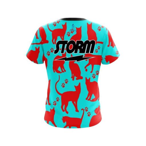 Storm Aqua Red Cat CoolWick Bowling Jersey - Image 2