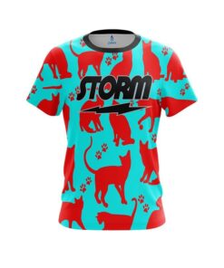 Storm Aqua Red Cat CoolWick Bowling Jersey