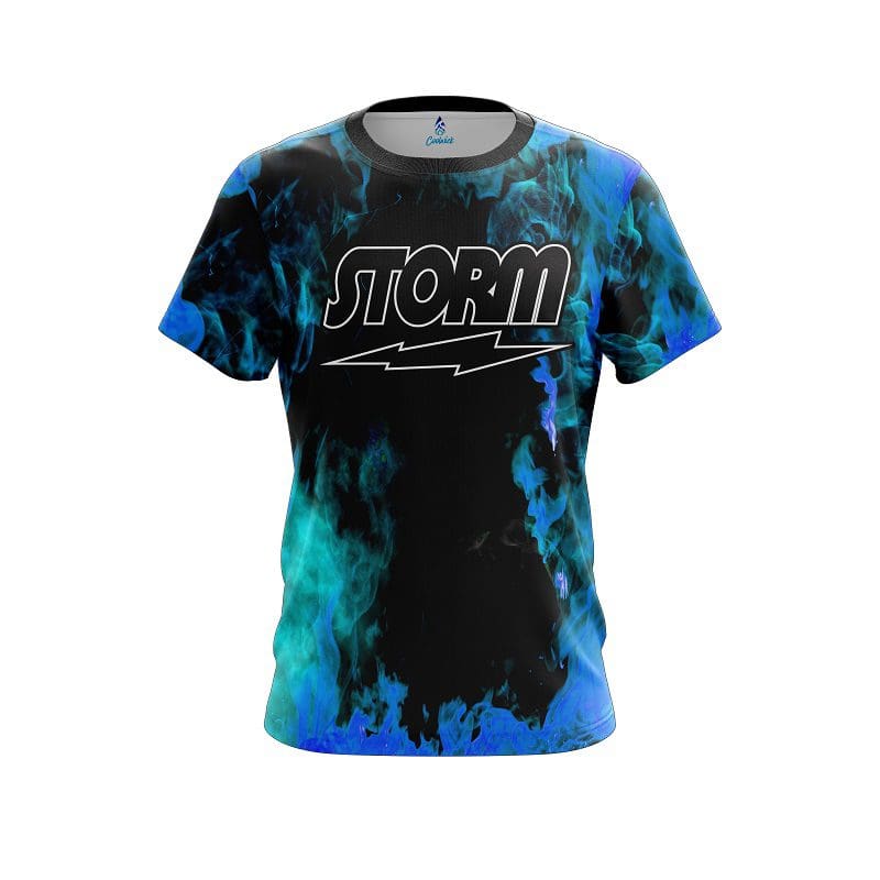 Storm Blue Flame CoolWick Bowling Jersey