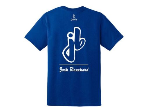 Josh Blanchard Men's 50/50 Bowling T-Shirt Royal Blue White - Image 2