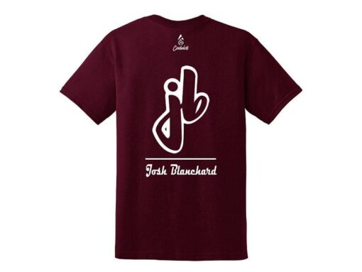 Josh Blanchard Men's 50/50 Bowling T-Shirt Maroon White - Image 2