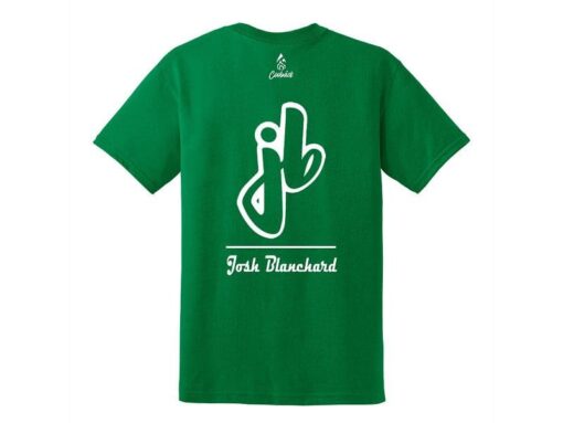 Josh Blanchard Men's 50/50 Bowling T-Shirt Kelly Green White - Image 2