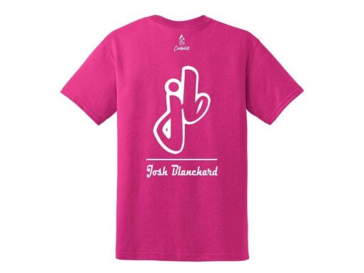 Josh Blanchard Men's 50/50 Bowling T-Shirt Pink White - Image 2