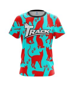 Track Aqua Red Cat CoolWick Bowling Jersey