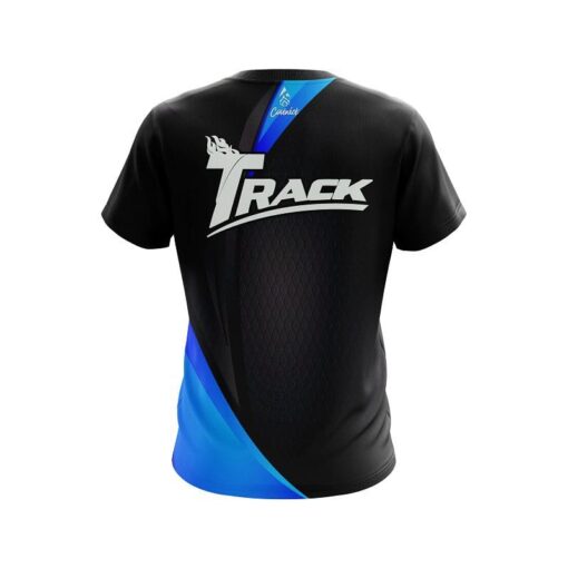 Track Carbon Blue Swirl CoolWick Bowling Jersey - Image 2