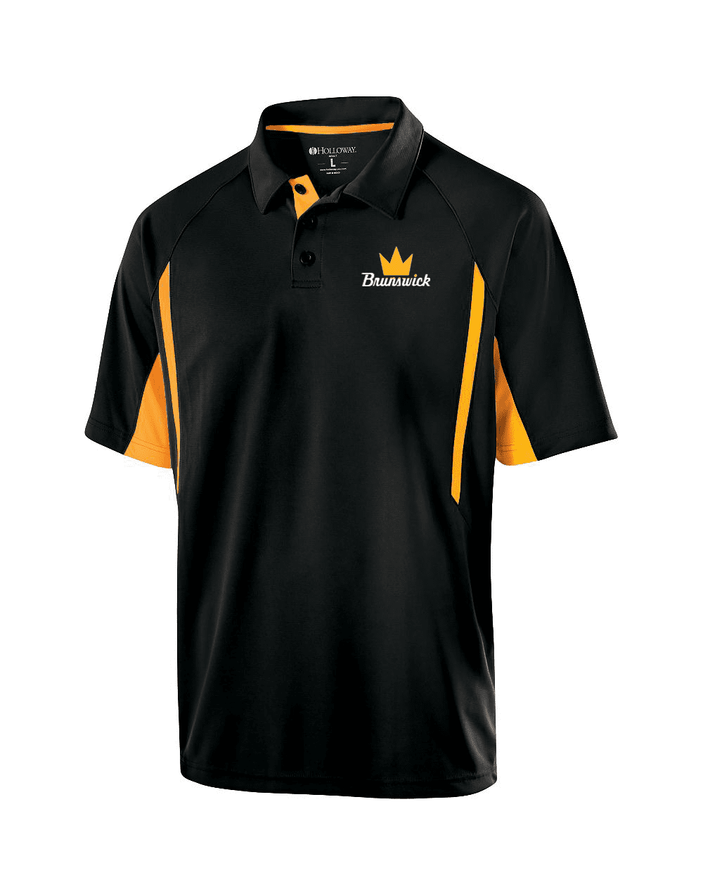 Track Men's Phenom Performance Polo Bowling Shirt Dri-Fit Argyle Black Yellow 