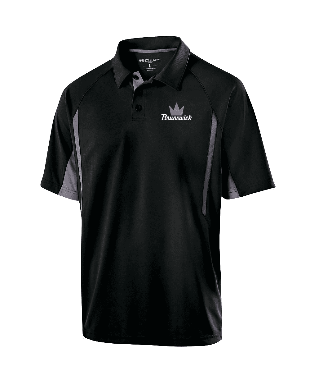 Team Brunswick Men's Inferno Performance Polo Bowling Shirt Dri-Fit Carbon Black 
