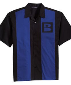 Brunswick Men's Ace Zone Retro Vintage Polo Bowling Shirt Black Red Rockabilly 