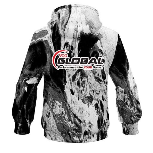 900 Global Marble Black CoolWick Bowling Hoodie - Image 2