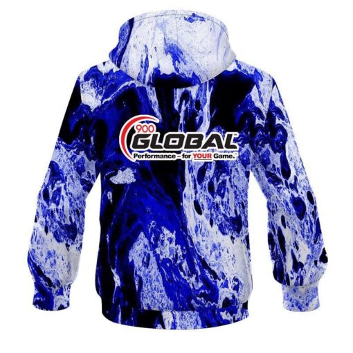 900 Global Marble Blue CoolWick Bowling Hoodie - Image 2