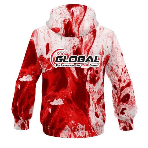 900 Global Marble Red CoolWick Bowling Hoodie - Image 2