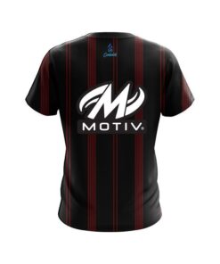 Alternative view of Motiv Red And Black Stripe CoolWick Bowling Jersey