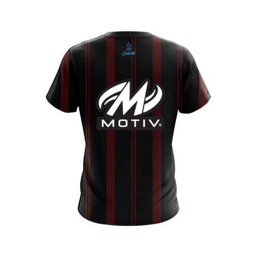 Motiv Red And Black Stripe CoolWick Bowling Jersey - Image 2
