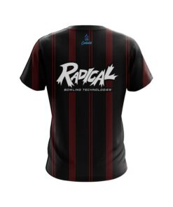 Alternative view of Radical Red And Black Stripe CoolWick Bowling Jersey