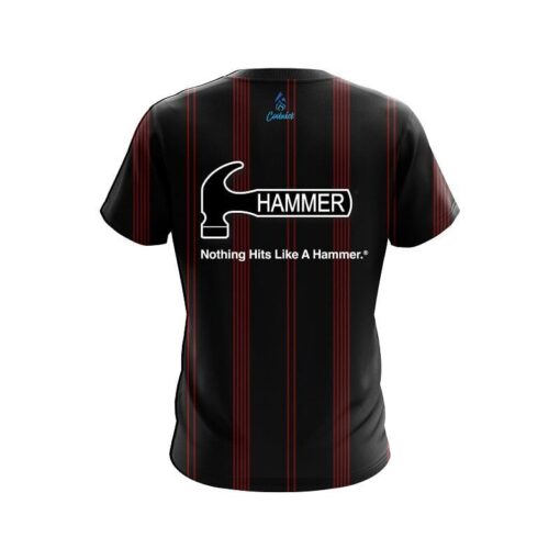 Hammer Red And Black Stripe CoolWick Bowling Jersey - Image 2