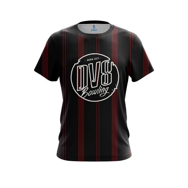 DV8 Red And Black Stripe CoolWick Bowling Jersey