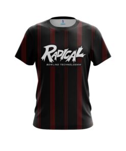 Radical Red And Black Stripe CoolWick Bowling Jersey