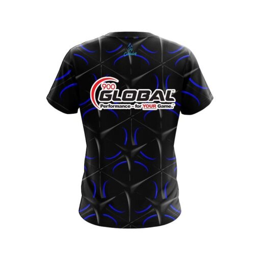 900 Global Blue And Black Grid CoolWick Bowling Jersey - Image 2