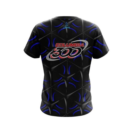 Columbia 300 Blue And Black Grid CoolWick Bowling Jersey - Image 2