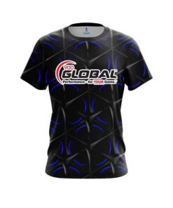 900 Global Blue And Black Grid CoolWick Bowling Jersey