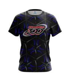 Columbia 300 Blue And Black Grid CoolWick Bowling Jersey