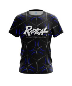 Radical Blue And Black Grid CoolWick Bowling Jersey