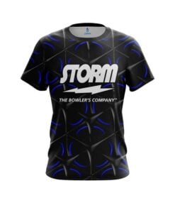 Storm Blue And Black Grid CoolWick Bowling Jersey