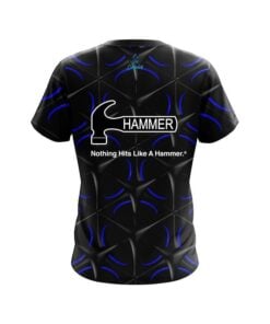 Alternative view of Hammer Blue And Black Grid CoolWick Bowling Jersey