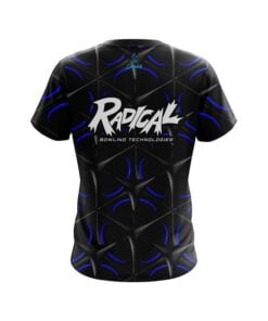 Alternative view of Radical Blue And Black Grid CoolWick Bowling Jersey