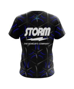 Alternative view of Storm Blue And Black Grid CoolWick Bowling Jersey